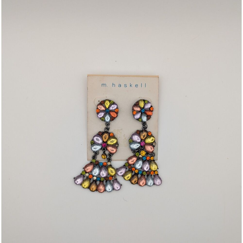 Vintage M Haskell Jeweled Dangle Earrings